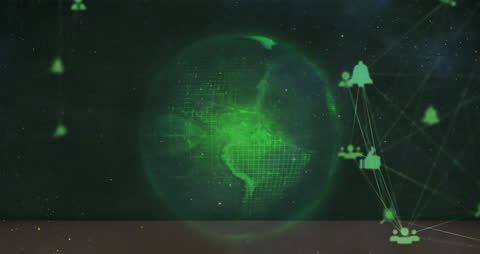 Digital Globe With Network Connections in Space Overlay