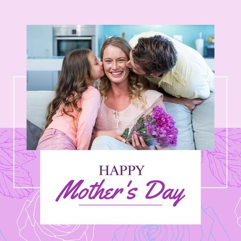 Family Celebrating Loving Mother on Mother’s Day with Flowers - Download Free Stock Templates Pikwizard.com
