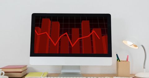 Computer Displaying Red Line Graph on Digital Charts - Download Free Stock Images Pikwizard.com
