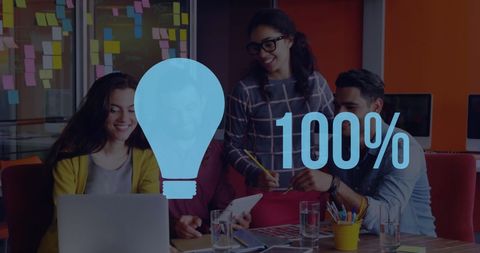 Diverse Team Collaborating on Project With Creative Ideas