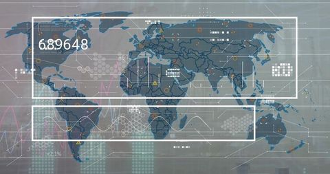Digital Data Overlay on Global Map with Technology Interface - Download Free Stock Images Pikwizard.com