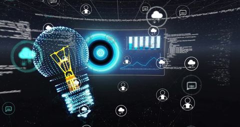 Innovative Data Visualization with Digital Light Bulb Motif - Download Free Stock Images Pikwizard.com