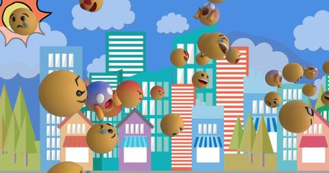 emotional emoji faces over playful cityscape - Download Free Stock Images Pikwizard.com
