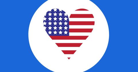 American Flag Heart in Blue Circle Symbolizing Patriotism
