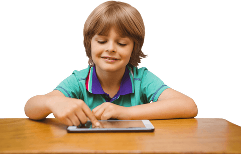 Happy Child Enjoying Tablet Use on Transparent Background - Download Free Stock Videos Pikwizard.com