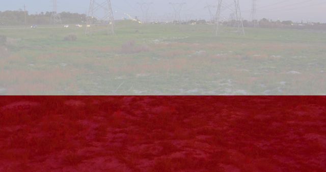 Flag of Poland Overlaying Vast Green Landscape with Pylons - Download Free Stock Images Pikwizard.com