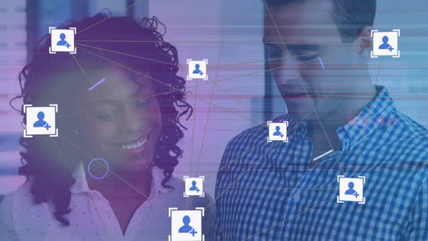 Diverse Team Engaged in Digital Network Interface Vision