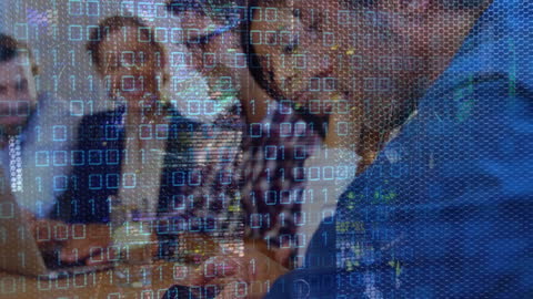 Digital Interface Overlay with Diverse Business Meeting