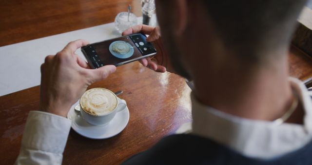 Person Taking Photo of Cappuccino in Cafe - Download Free Stock Images Pikwizard.com