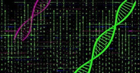 neon dna helix with binary code background in cyberpunk style - Download Free Stock Images Pikwizard.com