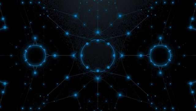 Futuristic digital network with glowing blue nodes and lines