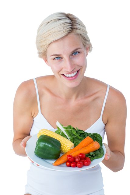 Woman Holding Plate of Fresh Vegetables Transparent Background - Download Free Stock Videos Pikwizard.com