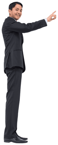 Smiling Businessman Pointing Upwards on Transparent Background - Download Free Stock Videos Pikwizard.com