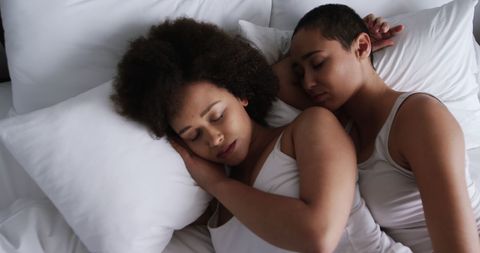 Peaceful Lesbian Couple Sleeping in Bed Together - Download Free Stock Images Pikwizard.com
