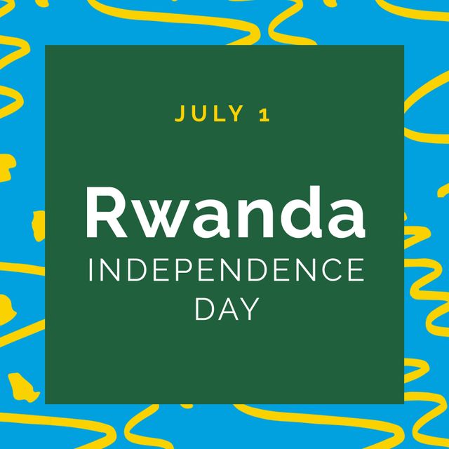 Rwanda Independence Day Celebration Card in Green and Blue Design - Download Free Stock Templates Pikwizard.com