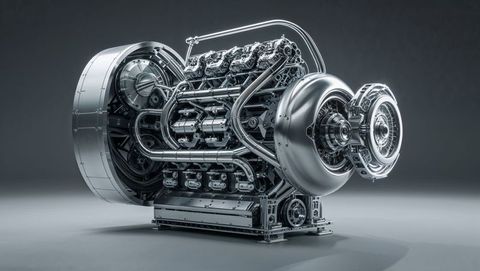 Futuristic Metallic Engine with Tubes and Turbine Detailing