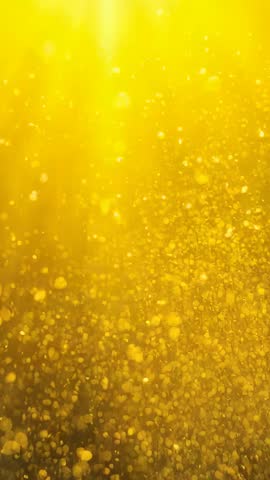 Vertical Golden Particles Drifting Under Light Beams Glowing Shimmering Bokeh Video Loop