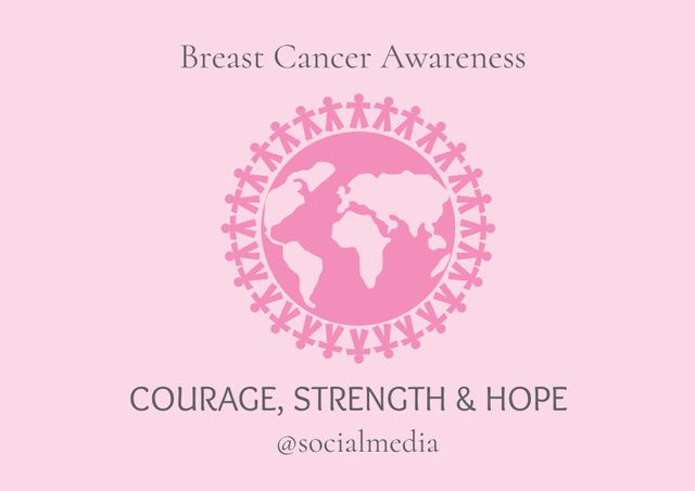 Breast Cancer Awareness Poster with Global Support Symbol - Download Free Stock Templates Pikwizard.com