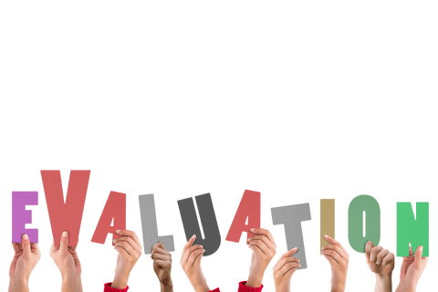 hands holding colorful evaluation text on transparent background - Download Free Stock Videos Pikwizard.com