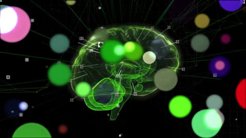 Animated Brain Model with Data Streams and Digital Connections
