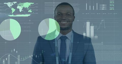 Business analytics concept with african american businessman