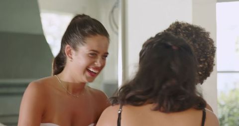 Bridesmaids Laughing and Bonding on Wedding Morning