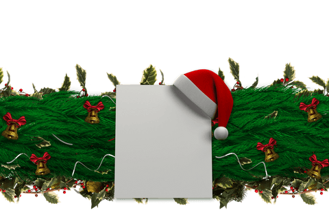 Transparent Christmas Garland Decorative Frame with Santa Hat