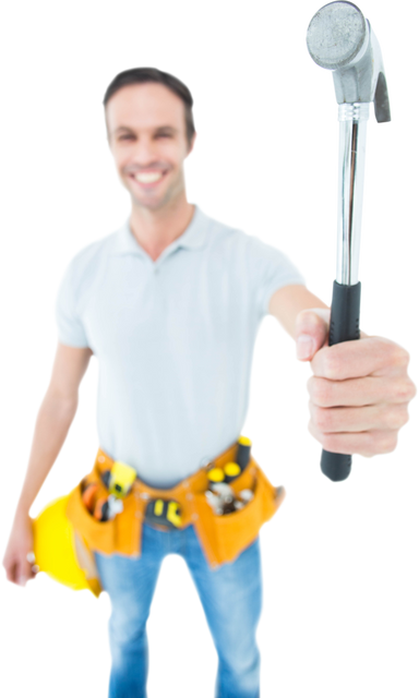 Confident Technician Holding Hammer, Transparent Background - Download Free Stock Videos Pikwizard.com