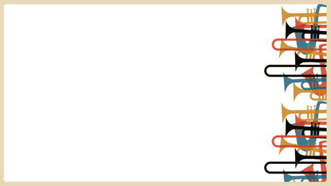 Transparent vector border with brass instruments in flat style