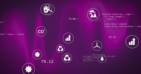 Purple Background with Social Media and Data Icons - Download Free Stock Images Pikwizard.com