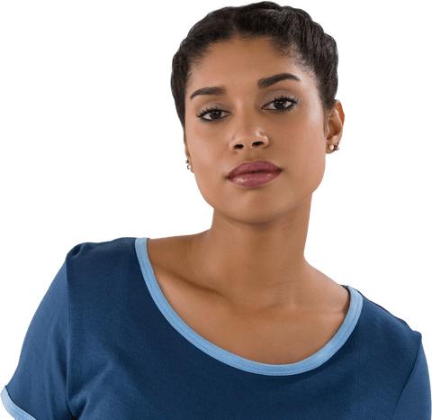 transparent confident woman with blue top and short hair - Download Free Stock Videos Pikwizard.com