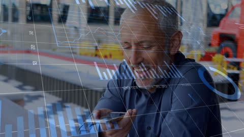 Businessman Analyzing Stock Market Data in Modern Workspace