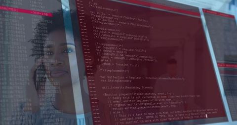 developer examining code display on transparent program screen - Download Free Stock Images Pikwizard.com