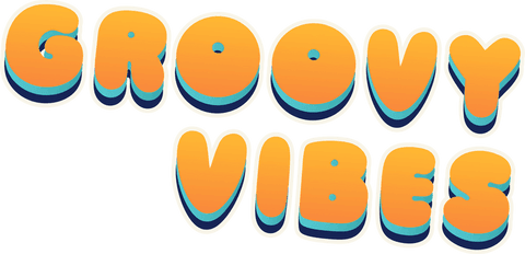 3D Bubble Font Text 'GROOVY VIBES' with Transparent Backdrop