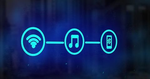 Digital connectivity concept with wi-fi, music, and smartphone icons