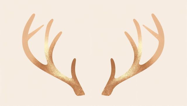 Golden antler silhouette pair on soft beige background minimalist elegant wall art design