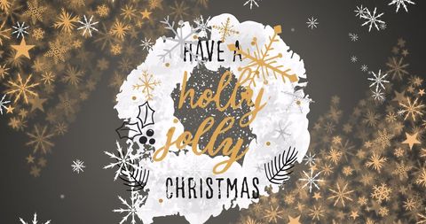 Festive snowfall over 'have a holly jolly christmas' text