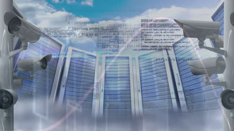 Surveillance Technology Analyzing Data in Modern Server Room