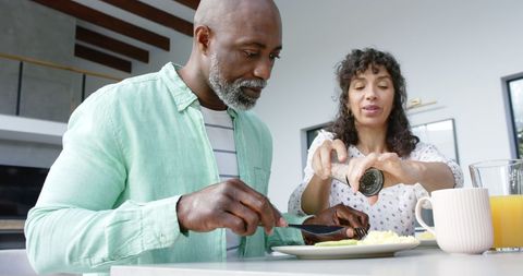 Happy Couple Enjoying Breakfast Together