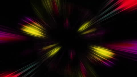 Colorful Light Trails Radiate in Dark Space