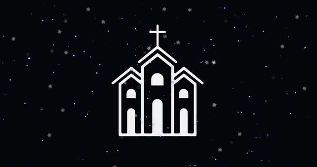 Digital Illustration of Snow Falling Around Church on Black Background - Download Free Stock Images Pikwizard.com