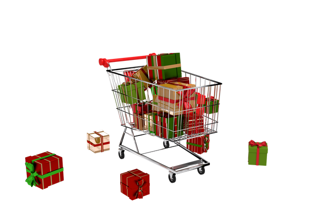 Transparent Shopping Cart Filled with Wrapped Christmas Gifts - Download Free Stock Videos Pikwizard.com