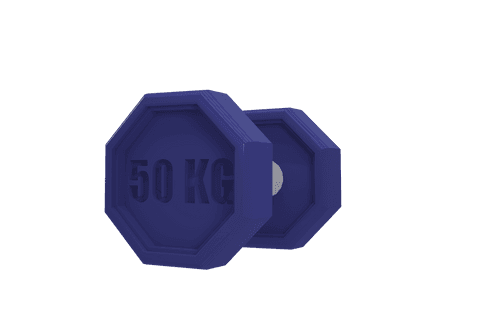 Blue fitness weight icon in transparent png format