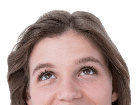 curious woman with blonde hair looking up on transparent background - Download Free Stock Videos Pikwizard.com