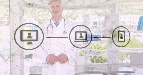 Telemedicine Advancements with Male Doctor in Modern Office