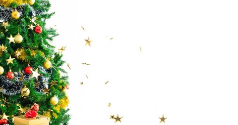 Christmas Tree with Gifts and Floating Gold Stars - Download Free Stock Images Pikwizard.com