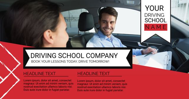 Driving School Advertisement with Mangagement HR Tiles - Download Free Stock Templates Pikwizard.com