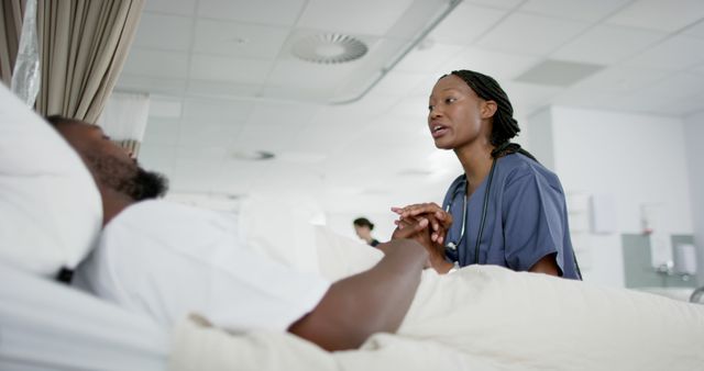 Dedicated Nurse Interacts with Hospitalized Patient in Modern Ward - Download Free Stock Images Pikwizard.com