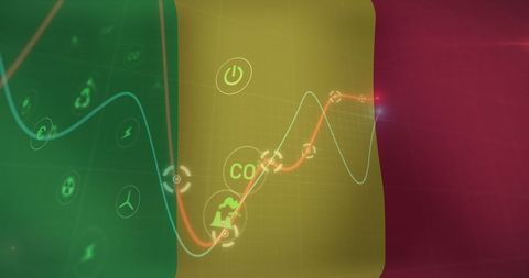 Digital Data Interface Overlay on Mali Flag - Download Free Stock Images Pikwizard.com