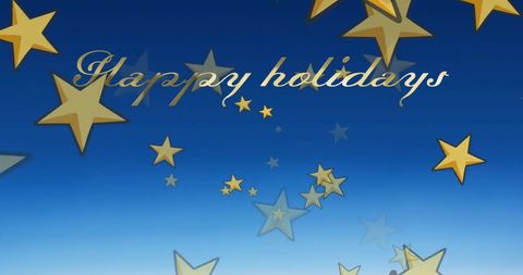 Festive Holiday Greeting with Falling Stars on Blue Background